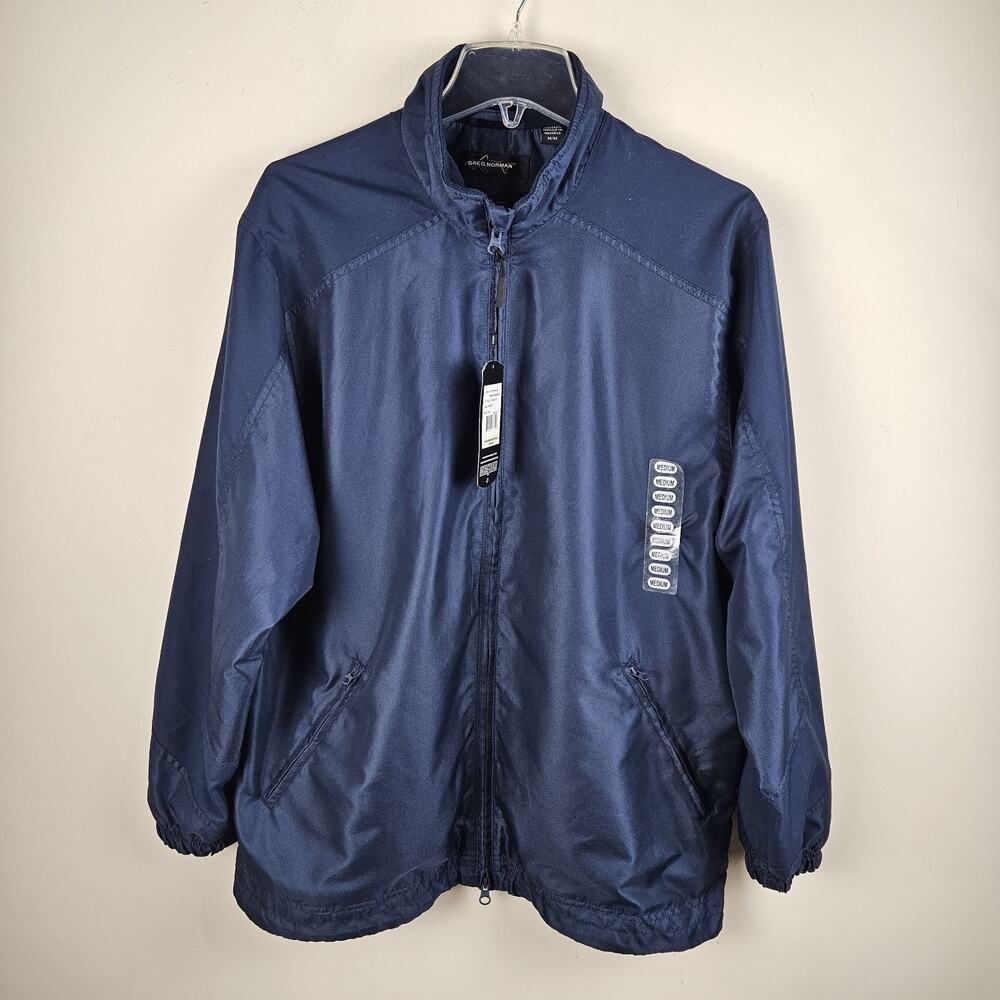 NWT Greg Norman Golf Jacket Mens Sz Medium Navy Blue Weather Essentials Lightwt